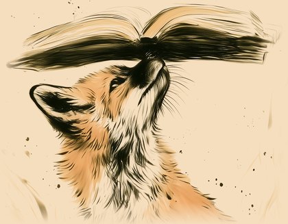 Fox Curriculum painted fox balancing an open book
