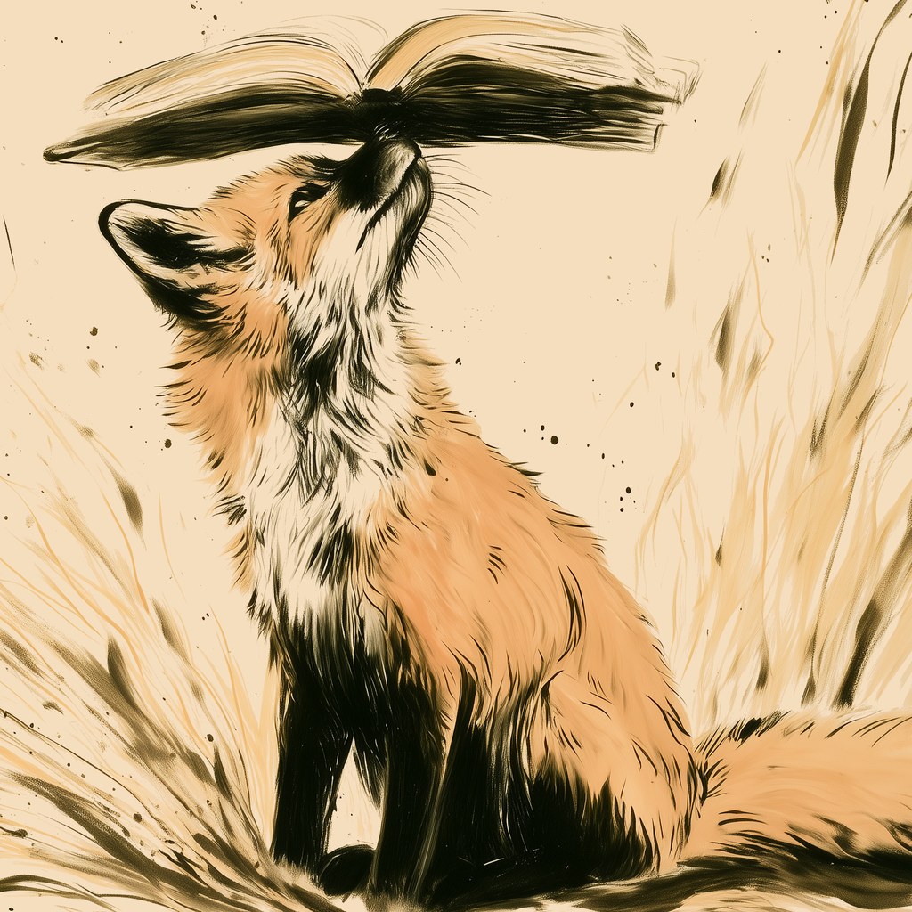 Fox Curriculum painted fox balancing an open book