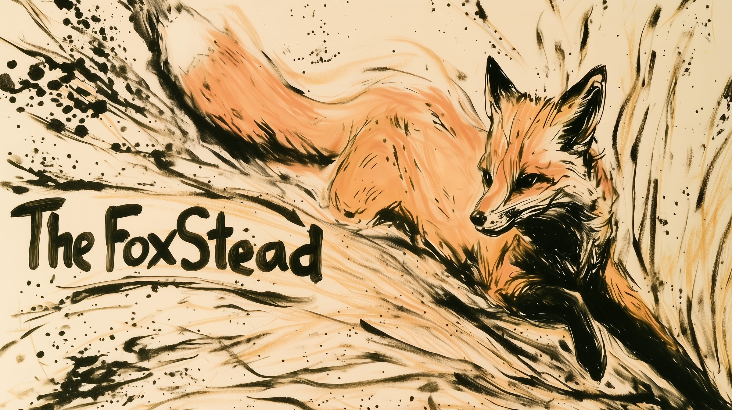 The FoxStead painted fox running through long grass